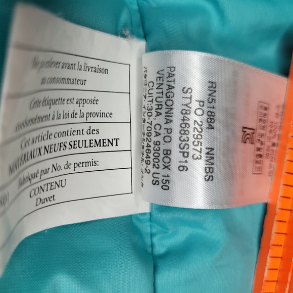 Rare Patagonia Womens Small AQUA Mint Stripe Goose Down Puffer Jacket Warm Snow - Picture 11 of 15